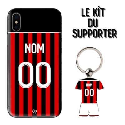 Le kit du supporter de l'équipe de foot de Nice domicile coque et porte clés