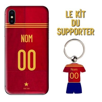 Kit supporter Football Espagne domicile Euro 2020 Coque + Porte clés